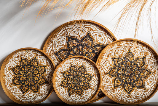 Bamboo tray with mandala