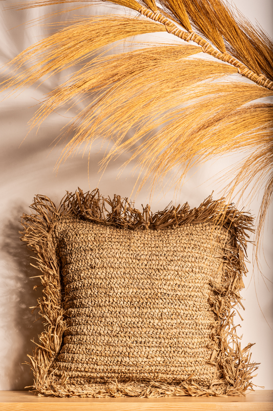 Raffia cushion cover