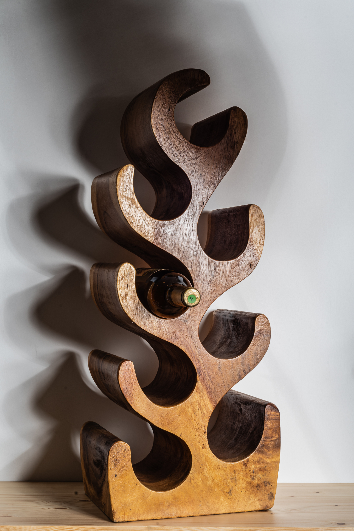 Solid wood bottle holder