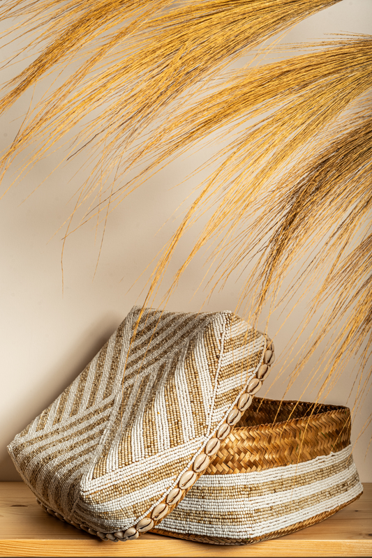 Box made of bamboo, beads and shells