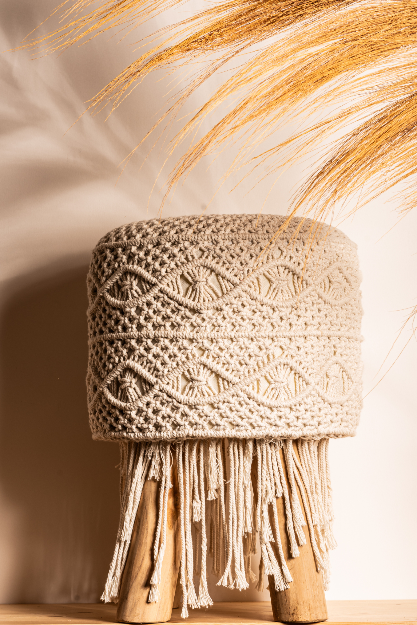 Macramé stool
