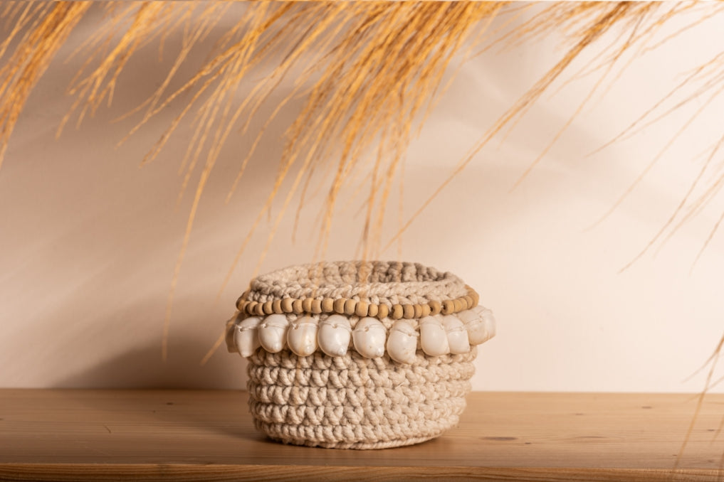 Cotton and shell basket 